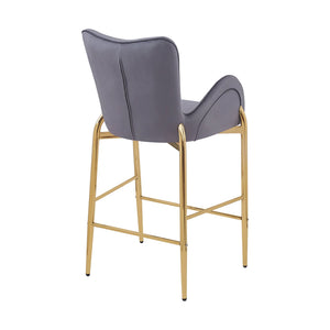 English Elm Christopher Knight Home® - 28.75inch Velvet Counter Height Stool Set of 2 with Tufted Back, Gold Frame & Foam Comfort, 265lb Gray N762P199823E