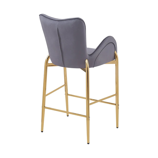 English Elm Christopher Knight Home® - 28.75inch Velvet Counter Height Stool Set of 2 with Tufted Back, Gold Frame & Foam Comfort, 265lb Gray N762P199823E