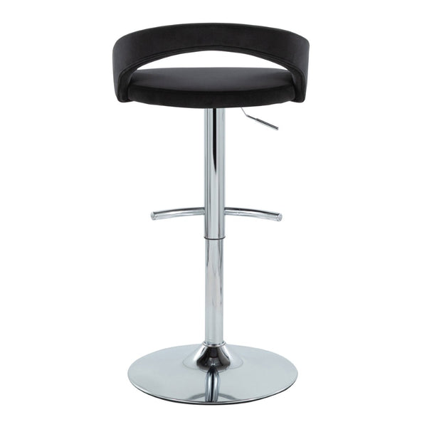 English Elm Adjustable Velvet Swivel Barstools with Chrome Base for Kitchen or Bar Set of 3 B202S02053