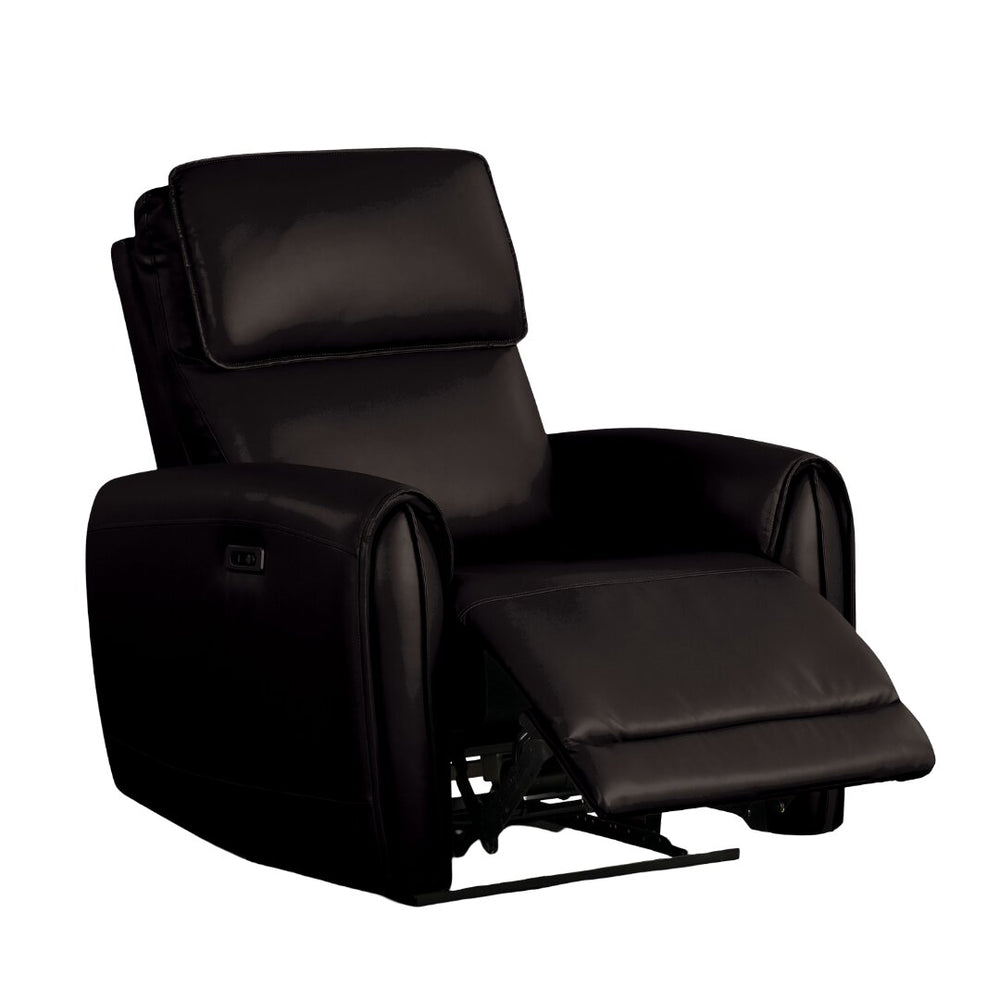 English Elm Black Leather‑Match Recliner Chair with Flared Padded Arms and Welt Trim — Stylish Comfort for Living Room Black 31 L x 36 W x 27 H B2741P387661