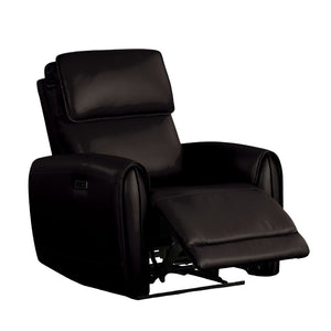 English Elm Black Leather‑Match Recliner Chair with Flared Padded Arms and Welt Trim — Stylish Comfort for Living Room Black 31 L x 36 W x 27 H B2741P387661