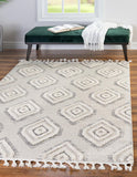 Unique Loom Cherokee Gatlinburg Machine Made Geometric Rug Ivory, Gray 9' 0" x 12' 2"