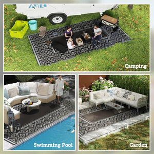 English Elm Geometric Reversible Polypropylene Outdoor Rug Uv Resistant Waterproof Patio Deck Mat T3971P421297