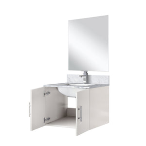 English Elm Glossy White Bathroom Vanity Set With Carrara Marble Top, Mirror, Faucet - Compact & Modern Design B2731S01301