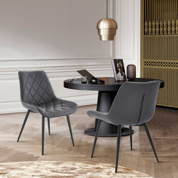 English Elm Loralie Diamond Stitch Faux Leather Dining Chairs with Ergonomic Support Set of 2 B2736P464861