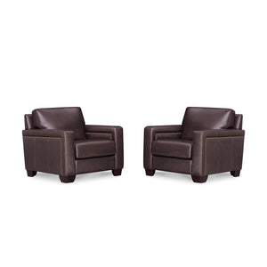 English Elm Alice Premium Brown Leather Chair with Pocket Coil Cushions, Memory Foam & Kiln-Dried Frame Durable Comfort B2705P338109