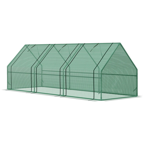 English Elm Outsunny Walk-in Tunnel Greenhouse Outdoor Steel Frame Uv Pe Cover Garden Shelter W2225P200369