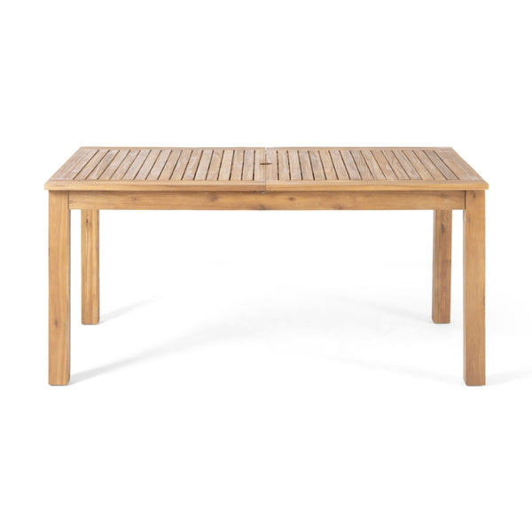 English Elm Outdoor Expandable Acacia Wood Patio Dining Set with Wicker Chairs and Cream Cushions N773OD00126B