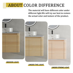 English Elm 30'' Wall-Mounted Bathroom Vanity With Elegant Ceramic Sink, Soft-Close Doors & Space-Saving Design W999S00464