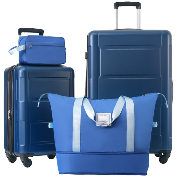 English Elm 2 Piece Abs Hard Shell Spinner Luggage Set with Tsa Lock Expandable Suitcases Blue N732P198745C