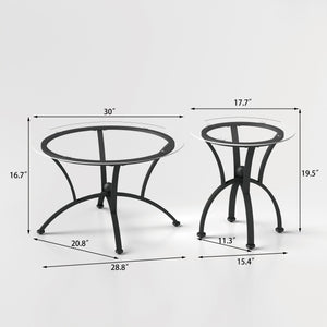 English Elm 3 Piece Tempered Glass Coffee Table Set – Rustic Black End Tables For Stylish Living Room Décor W2167P221147