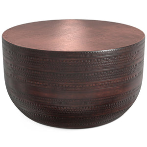 English Elm Johnsen Hand-Finished Metal Coffee Table in Oil-Rubbed Bronze – Round 32.5" Wide Textured Top & Versatile Decor Piece B136P262279
