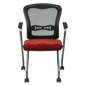 OSP Home Furnishings Deluxe Pro-line Ii Folding Nesting Armchair with Mesh Back and Lumbar Support Tomato 84440-K115