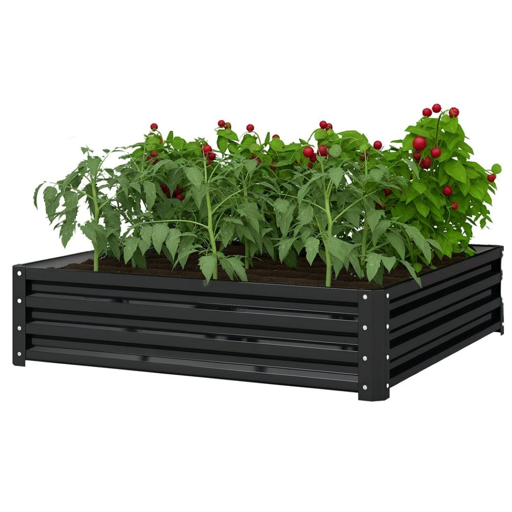 English Elm Outsunny Galvanized Steel Square Raised Garden Bed for Vegetables Herbs and Flowers W2225P485553