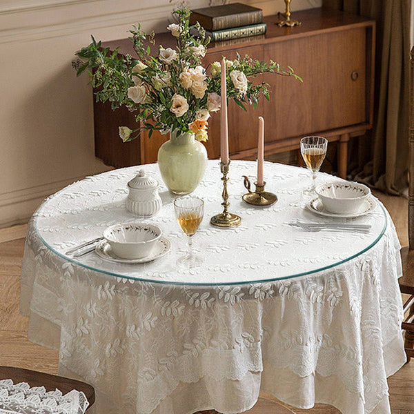 English Elm Size:48.03 Round Tempered Glass Table Top Polished Edges Dining Room Surface W1151P329686
