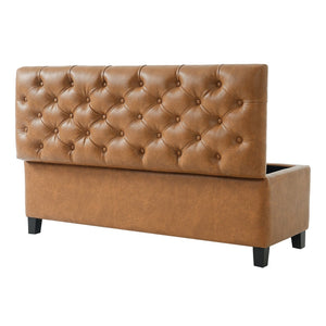 English Elm Ottoman Storage Bench Boucle Tufted Upholstered with Rubberwood Legs Bedroom Entryway N779P369512B