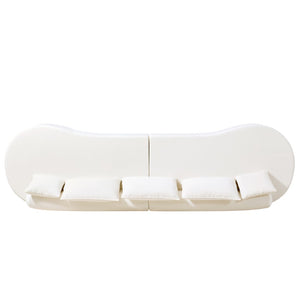 English Elm 138.6" Curved Modular Sectional Sofa Low Profile High Density Foam Living Room Lounge White N767P366006W