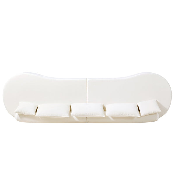 English Elm 138.6" Curved Modular Sectional Sofa Low Profile High Density Foam Living Room Lounge White N767P366006W
