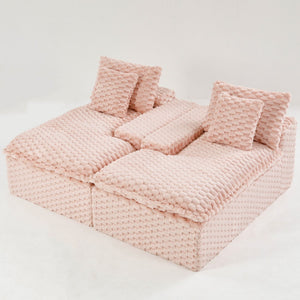 English Elm Pink Turtle Velvet Double Chaise Lounge – Versatile Lazy Sofa With Plush Comfort For Stylish Relaxation W3371S00030-GIGA