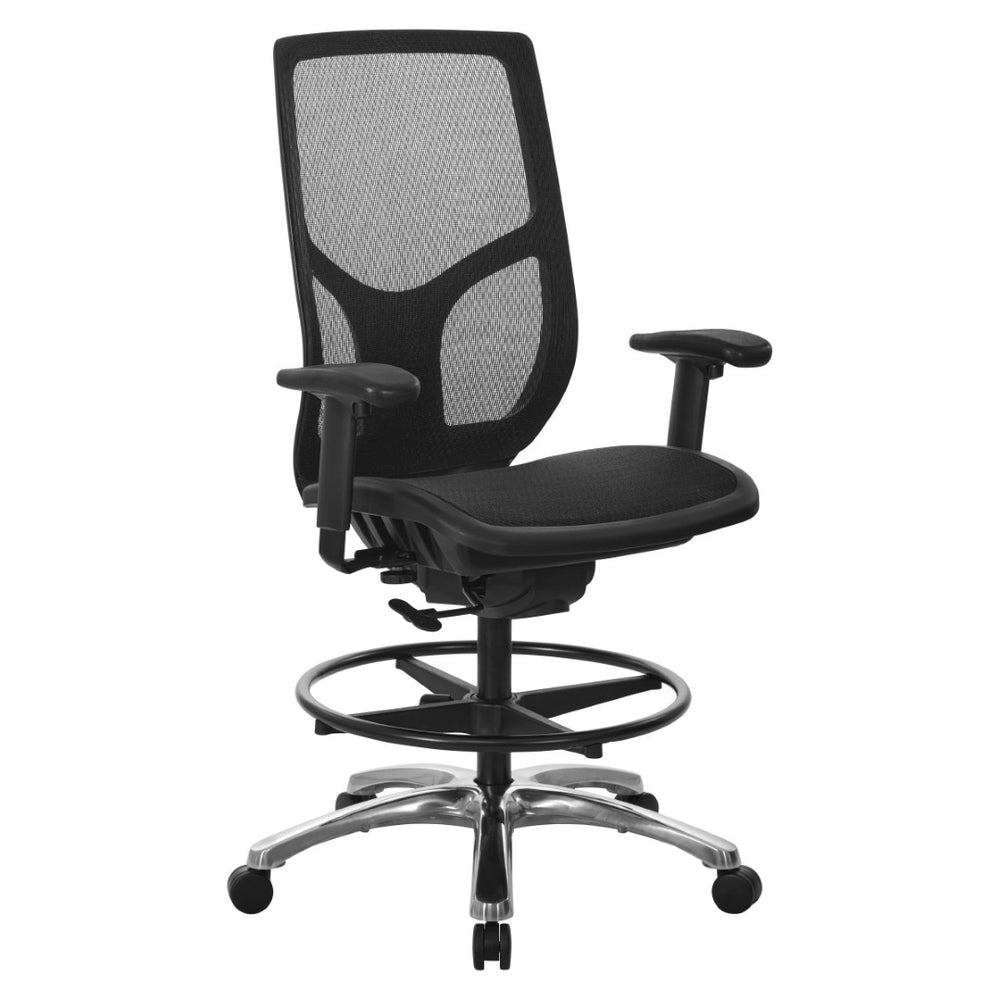 OSP Home Furnishings Progrid Mesh Back Drafting Chair with Lumbar Support for Studio and Standing Desk Use 99583MDC-3