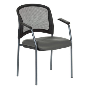 OSP Home Furnishings Progrid Mesh Back Stackable Chair with Titanium Frame for Conference Rooms Steel 86710R-R112