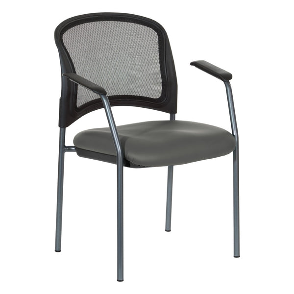 OSP Home Furnishings Progrid Mesh Back Stackable Chair with Titanium Frame for Conference Rooms Steel 86710R-R112