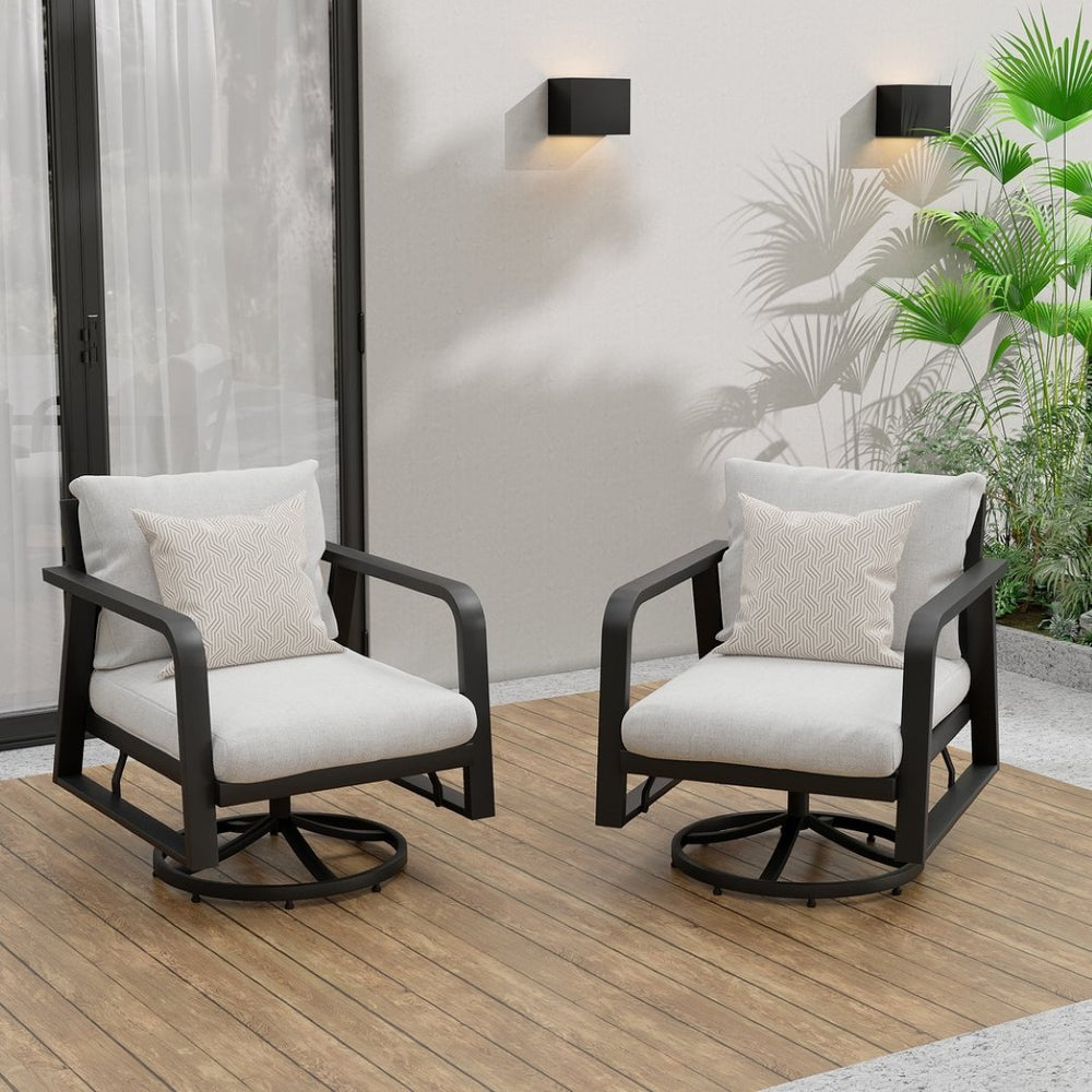 English Elm Fr Outdoor Swivel Rocker Chair Set of Two with Memory Foam and Aluminum Frame W5382S00002