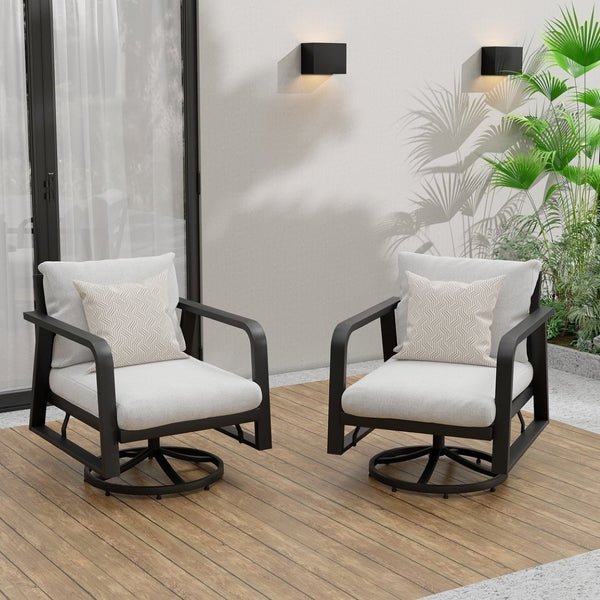 English Elm Fr Outdoor Swivel Rocker Chair Set of Two with Memory Foam and Aluminum Frame W5382S00002