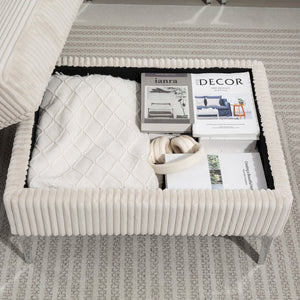 English Elm Convertible Sectional Sofa With Storage Ottoman, Cupholders & Usb Ports - Modern Comfort For Living Spaces W3098S00034