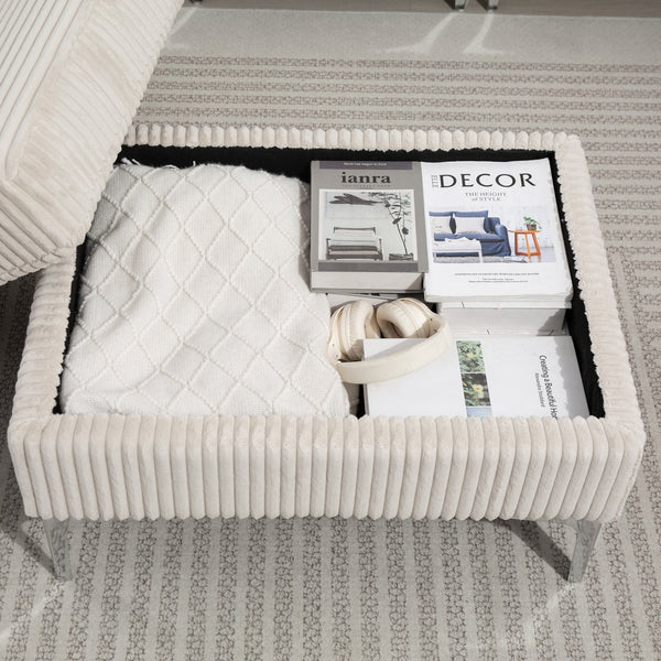 English Elm Convertible Sectional Sofa With Storage Ottoman, Cupholders & Usb Ports - Modern Comfort For Living Spaces W3098S00034