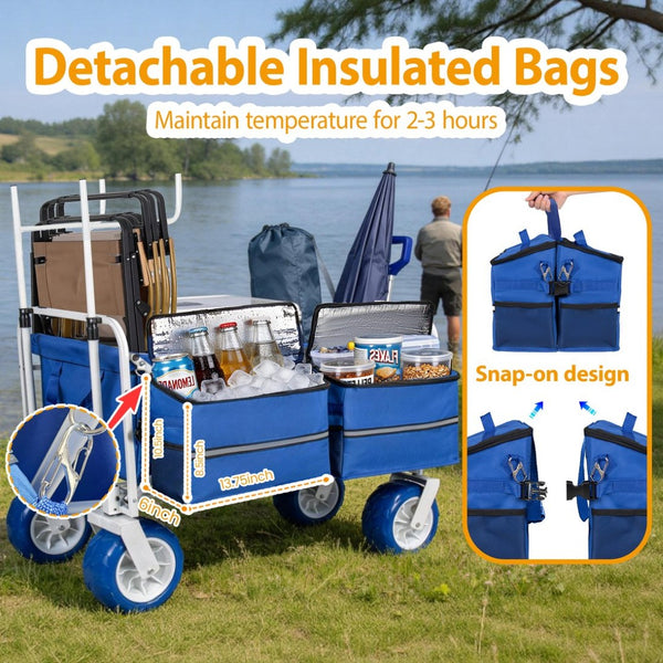 English Elm Beach Wagon Heavy Duty Folding Cart with 500lb Capacity and All Terrain Pvc Wheels W2932P412004