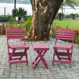 English Elm Riverstone Recycled Hdpe Folding Outdoor Bistro Table Weatherproof Patio Balcony Burgundy B2745P409701
