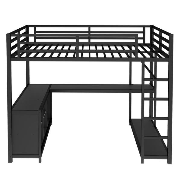 English Elm Metal Twin Xl Loft Bed with L Shaped Desk Wardrobe and Storage for Teens W1580S00417