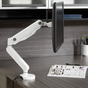 OSP Home Furnishings Single Monitor Arm with Gas Lift and Full Articulation for Ergonomic Desk Setup White A2MAS1730-WH