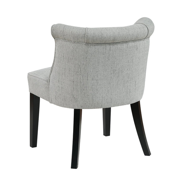 English Elm Foam Curved Back Accent Chair with Piped Upholstery and Padded Seat on Espresso Wood Legs, Stylish Comfort Gray 25.5 L x 25.5 W x 19.5 H B011P305069