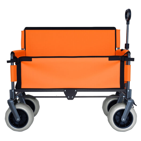 English Elm 3-in-1 Folding Utility Wagon Converts to Bench Seat with All-terrain Balloon Tires Orange W2932P312719