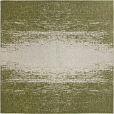Unique Loom Outdoor Modern Ombre Machine Made Abstract Rug Green, Ivory 13' 0" x 13' 0"