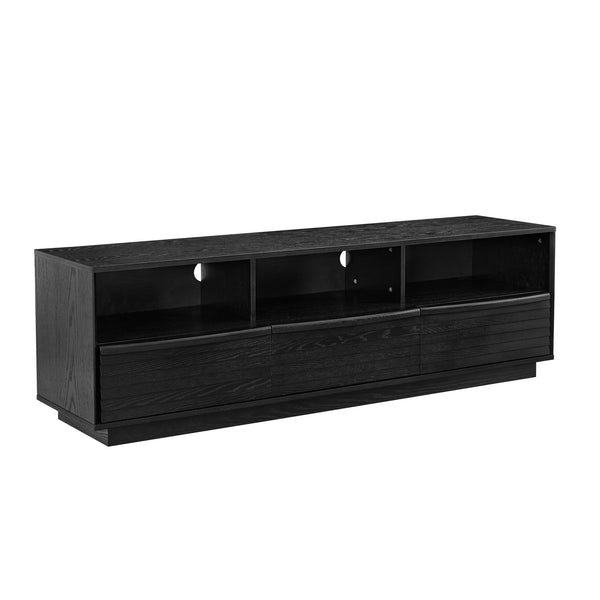 English Elm 63" Mid-Century Modern TV Stand for TVs up to 75" — Solid Wood Drawer Media Console, Louvered Farmhouse Design, Outlet Holes, Durable MDF Finish W1801P291993