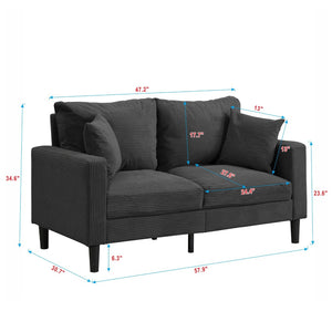English Elm 57 Inch Compact Upholstered Loveseat with Hardwood Frame for Modern Living Spaces Dark Gray W311P221210