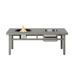 English Elm 47" Outdoor Aluminum Fire Pit Table 50000 Btu Propane with Ice Bucket Station Gray B082P454967