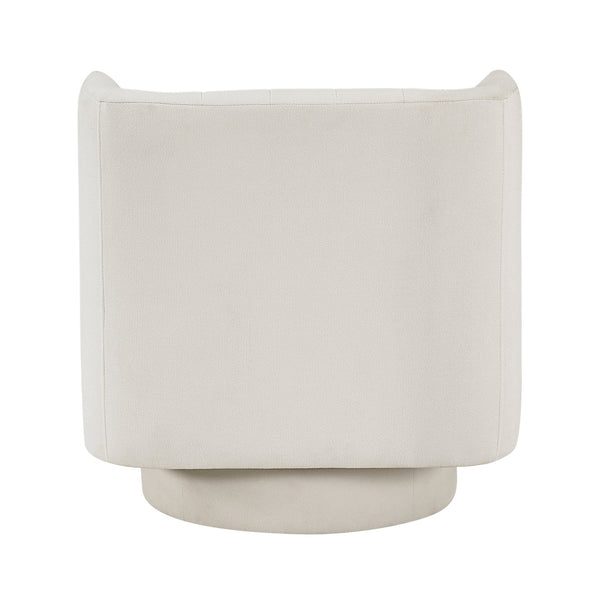 English Elm Modern Swivel Chair Channel-Tufted Barrel Back Upholstered Accent Seat with 360° Metal Base, Cozy Contemporary Comfort Beige 37.5 L x 28.5 W x 14.5 H B011P379435