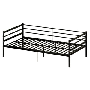 English Elm Children's Metal Loft Bed with Wraparound Guardrail Sofa Frame Matte Black Finish W3752P464553