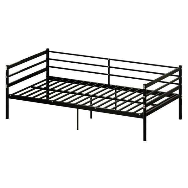 English Elm Children's Metal Loft Bed with Wraparound Guardrail Sofa Frame Matte Black Finish W3752P464553