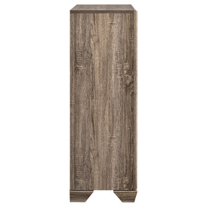 English Elm Harrison Washed Taupe 5-Drawer Chest with Soft Oak Grain, Slim Black Accents, Calm Clutter-Free Style B062P378454