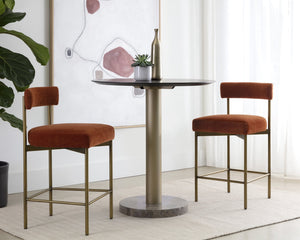 Sunpan Seneca Counter Stool - Modern Open Back Design with Stylish Steel Frame for Contemporary Spaces Antique Brass / Danny Rust