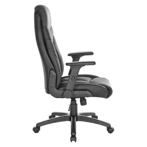 OSP Home Furnishings Exec High-back Bonded Leather Office Chair with Lumbar Support and Ergonomic Flip Arms EC90200-EC3