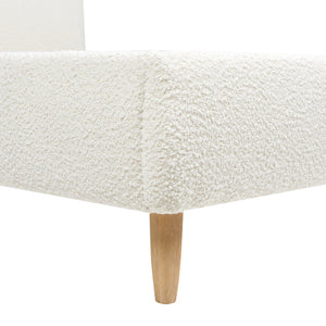 English Elm Jennifer Taylor Home - Roman Curved Headboard Queen Platform Bed In Ivory White Boucle – Cozy, Stylish, And Durable Design B2719P238210