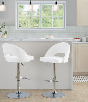 English Elm Adjustable Swivel Barstools Set of 2 Fabric Seat Black Metal Base Kitchen Counter Cream B202S02005