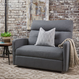 English Elm Christopher Knight Home® - Reclining Loveseat with Push-Back Recline, Plush Tufted Fabric Sofa, Compact Wall-Hugger Design Charcoal 61372.00CCL