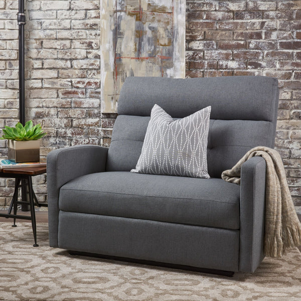 English Elm Christopher Knight Home® - Reclining Loveseat with Push-Back Recline, Plush Tufted Fabric Sofa, Compact Wall-Hugger Design Charcoal 61372.00CCL
